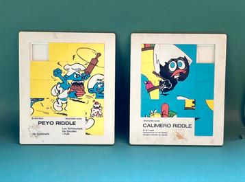 2 Vintage schuifpuzzels De Smurfen & Calimero (1976–1977) beschikbaar voor biedingen