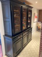 Meuble vitrine 2 corps en pin laqué noir, Huis en Inrichting, Kasten | Buffetkasten, Ophalen, Gebruikt, Grenenhout
