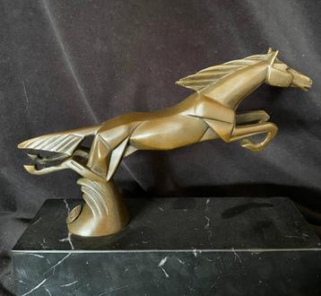 Bronzen art deco paard (automascotte) C.Brau zuiver brons