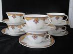 Art Deco - 6 tassen met ondertassen Limoges B&C, Antiek en Kunst, Ophalen of Verzenden