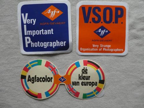 Lot de 3 autocollants publicitaires vintages Agfa, Verzamelen, Merken en Reclamevoorwerpen, Ophalen of Verzenden