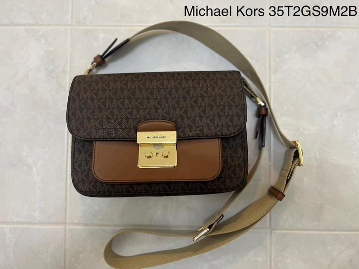 Michael Kors tas 35T2GS9M2B – MK monogram & leer, Handtassen en Accessoires, Tassen | Damestassen, Zo goed als nieuw, Ophalen