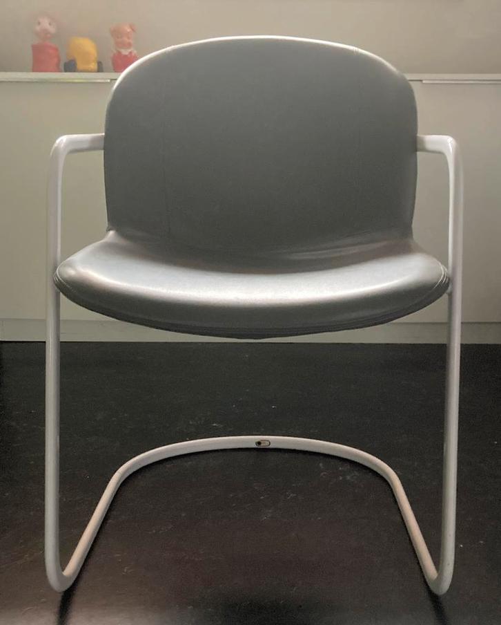 Zes stoelen design Gastone Rinaldi fabr. Thema, Italia, Maison & Meubles, Chaises, Comme neuf, Gris, Enlèvement