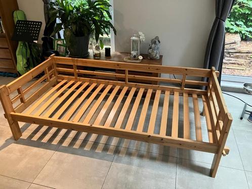 1-persoonsbed massief hout, Huis en Inrichting, Slaapkamer | Bedden, Hout, Ophalen