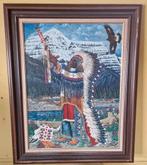 Native American met adelaar 80 x 100, Ophalen
