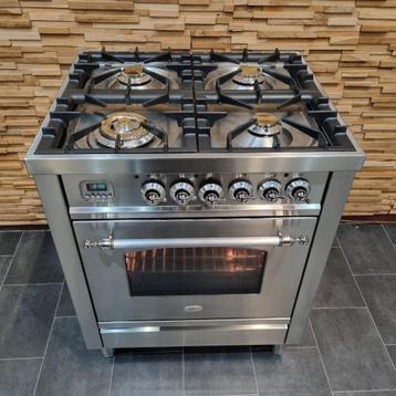 🔥Luxe Fornuis Boretti 70 cm rvs  4 pits GASOVEN klassiek