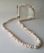 Ketting-KS003: Stukjes Licht Bruine schelp-74cm., Handtassen en Accessoires, Kettingen, Verzenden, Nieuw, Beige, Steen of Mineraal