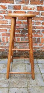 Vintage houten hoge kruk - barkruk, Huis en Inrichting, 60 tot 90 cm, Gebruikt, Hout, Ophalen