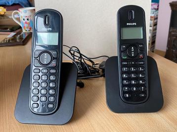 Téléphone Fixe Philips., Enlèvement ou Envoi, Utilisé, 2 combinés