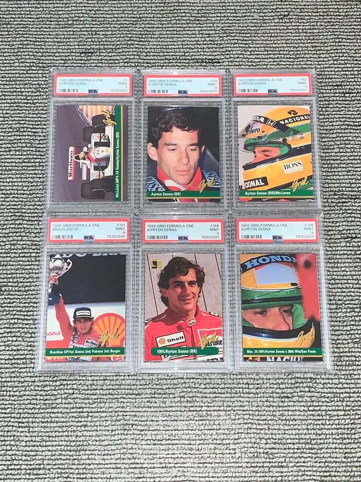 1992 Grid Formula One Ayrton Senna PSA 9 6 cards collection, Hobby en Vrije tijd, Stickers en Plaatjes, Zo goed als nieuw, Ophalen of Verzenden