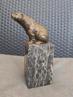 Prachtig bronzen ijsbeer beeld natuurstenen voet Gemerkt, Ophalen