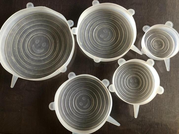 Silicone deksels transparant 5 Stuks, Huis en Inrichting, Keuken | Keukenbenodigdheden, Gebruikt, Ophalen of Verzenden