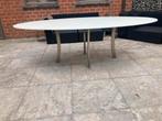 Joli wit glazen ovale  tafel 128 x 240 cm, Tuin en Terras, Ophalen, Gebruikt