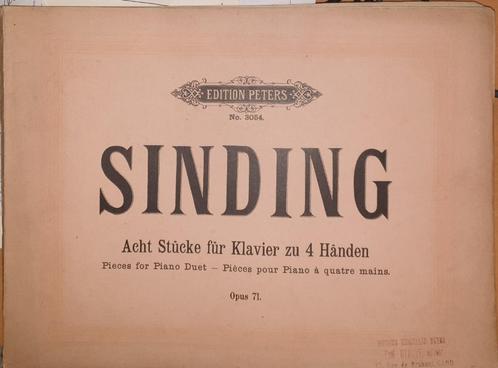 Sinding Christian, Acht stücke für Klavier zu 4 Händen, Livres, Musique, Utilisé, Autres sujets/thèmes, Envoi