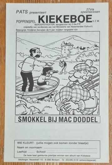 Kiekeboe flyer Pats Poppenspel 1985 Merho beschikbaar voor biedingen