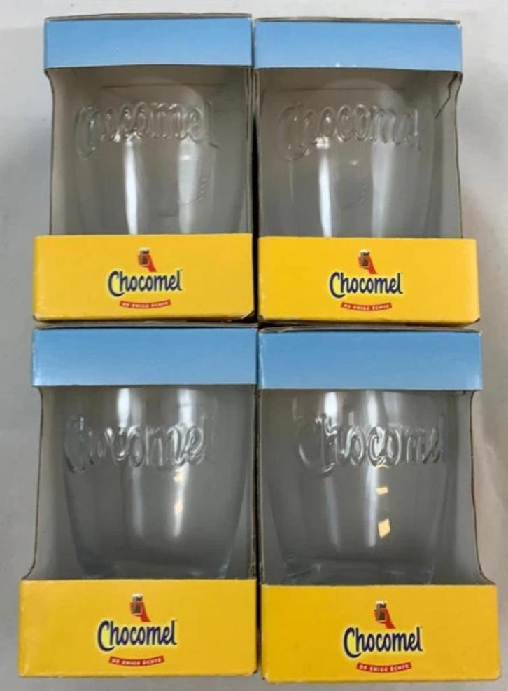 Chocomel glas set 4 stuks drinkglazen De Enige Echte nieuw, Huis en Inrichting, Keuken | Servies, Zo goed als nieuw, Glas, Verzenden