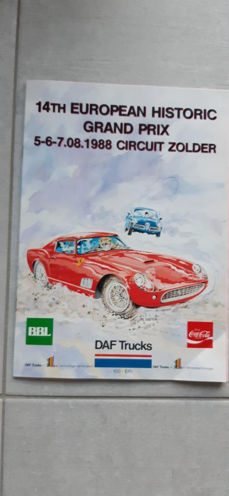 folder 14th European Historic Grand Prix 1988 Circuit Zolder, Boeken, Auto's | Folders en Tijdschriften, Zo goed als nieuw, Overige merken