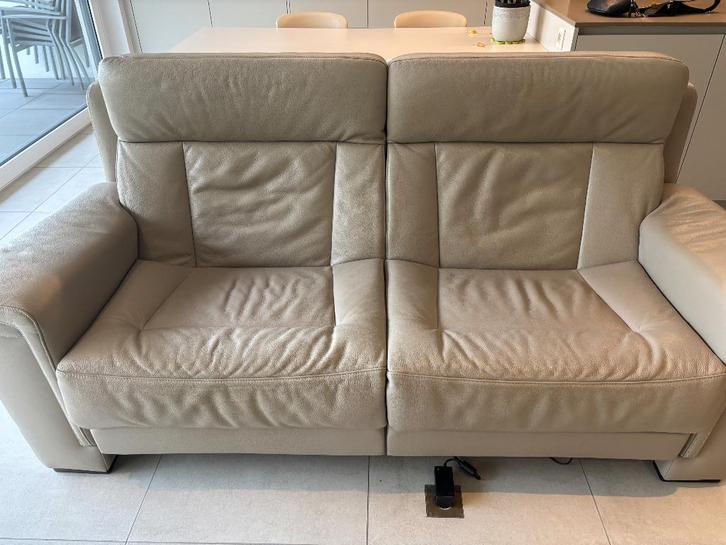 Lederen salon (3delig), Maison & Meubles, Canapés | Salons, Utilisé, Banc droit, Deux personnes, 150 à 200 cm, 75 à 100 cm, Cuir