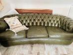 Chesterfield khaki sofa + eenzit, Ophalen of Verzenden, Gebruikt