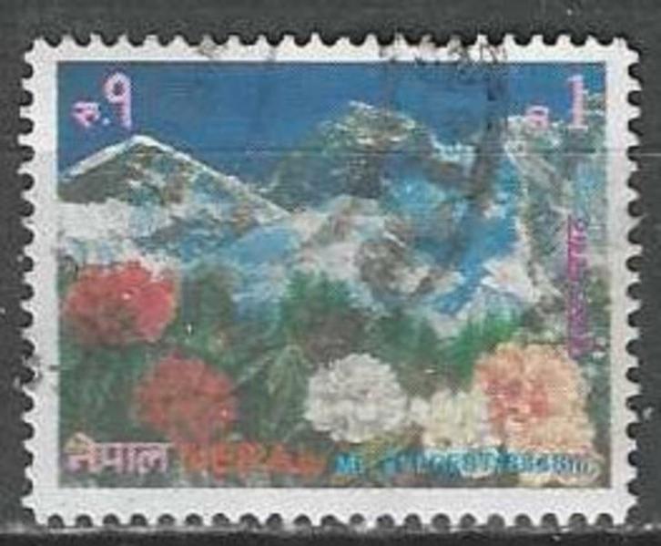 Nepal 1994 - Yvert 527 - Mount Everest met bloemen (ST), Postzegels en Munten, Postzegels | Azië, Verzenden