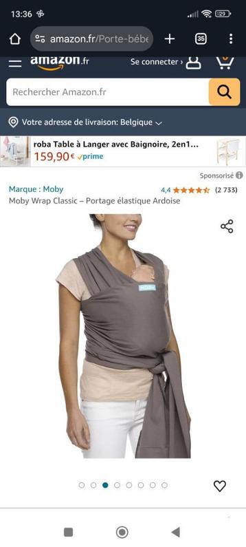 Echarpe de portage bébé élastique Moby disponible aux enchères