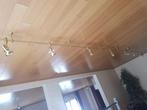 Verlichtings rail met spotjes van 4,5 m lang in messing, Ophalen, Zo goed als nieuw, Lamp met armatuur