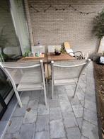 4 beige terrasstoelen in textileen, Tuin en Terras, Tuinstoelen, Textileen, Gebruikt, Stapelbaar, Ophalen