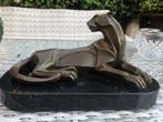bronzen sculptuur poema panter brons op marmer, Antiek en Kunst, Ophalen of Verzenden