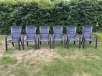 Jardin blauwe tuinstoelen - 6 stoelen, Tuin en Terras, Tuinstoelen, Ophalen, Gebruikt, Plastic, Stapelbaar