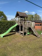 Speelhuis met schuifaf schommel, klimrek en zandbak., Ophalen, Gebruikt