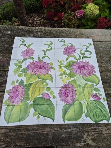 2x afbeelding bloemen 2x18 dunne losse tegels 15x15cm beschikbaar voor biedingen