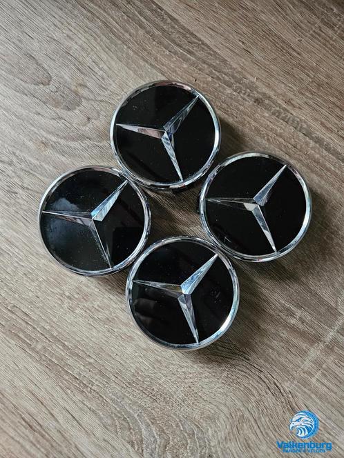 ORIGINELE Mercedes Benz naafkap naafdop set zwart chroom, Auto diversen, Wieldoppen, Gebruikt, Ophalen of Verzenden