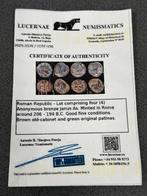 Romeinse coins 4x Janus As Munten 206-194 BC + certificaat, Postzegels en Munten, Ophalen of Verzenden, Italië, Setje