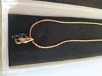 Vergulde ketting met hangertje blauwe steentjes, Ophalen, Nieuw, Goud, Overige materialen