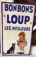 Brocante reclame bord reliëf Loup Les Meilleurs Bonbon, Verzamelen, Ophalen of Verzenden