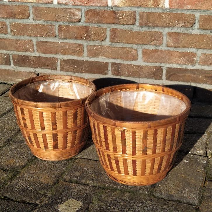 rieten bloempotten, Tuin en Terras, Bloempotten, Gebruikt, Minder dan 40 cm, Minder dan 25 cm, Rond, Ophalen of Verzenden