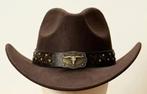 Cowboyhoed Bruin grote Bull 'S Lederen Band (Nieuw), Ophalen of Verzenden, Nieuw, 57 cm (M, 7⅛ inch) of minder, Hoed