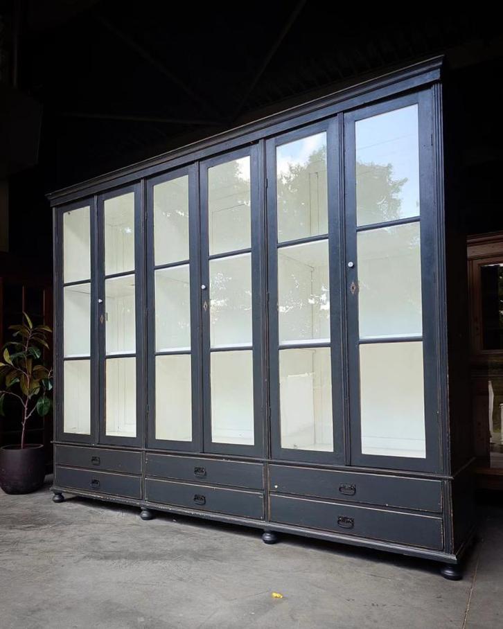 Oude XXL Vitrinekast | Winkelkast | Buffetkast #2083, Antiek en Kunst, Antiek | Meubels | Kasten, Ophalen of Verzenden