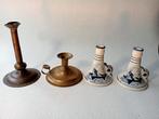2 koperen kandelaars en 2 Delftse, Antiek en Kunst, Ophalen of Verzenden