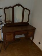Vintage houten kaptafel met drieluik spiegel, Ophalen, Gebruikt