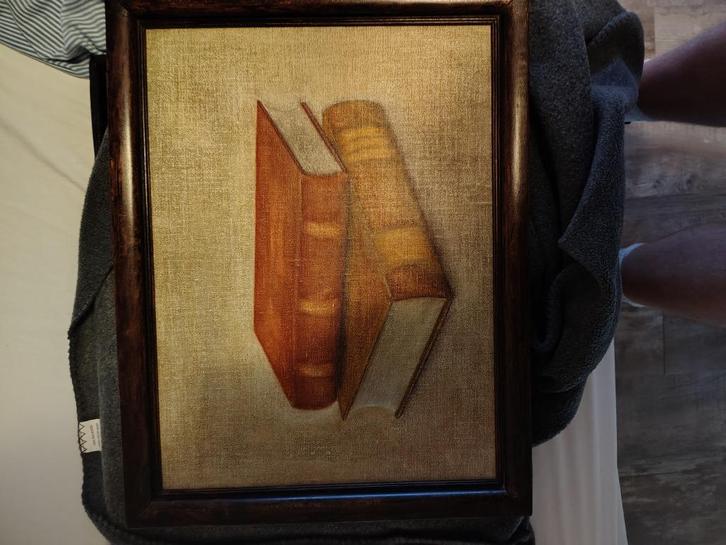 Stilleven met twee boeken – 1973, Antiek en Kunst, Kunst | Schilderijen | Klassiek, Ophalen of Verzenden