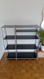 Superbe étagère en métal et verre noir, Enlèvement, Comme neuf
