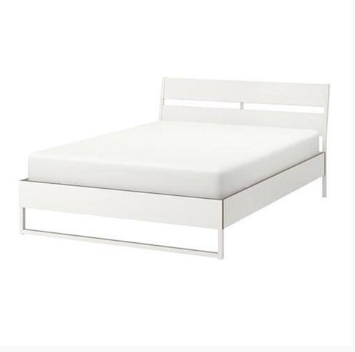Schitterend wit houten bed 140/200+boxspring+nieuw matras, Huis en Inrichting, Slaapkamer | Bedden, Zo goed als nieuw, Hout, Wit
