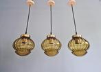 Set van 3 amberkleurige glazen hangers, RAAK, 1970, Antiek en Kunst, Ophalen of Verzenden