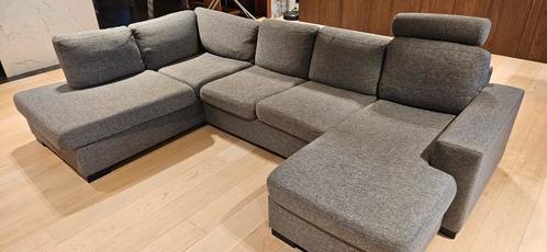 Stoffen hoekzetel met chaise longue, Huis en Inrichting, Zetels | Complete zithoeken, Gebruikt, Kunststof, Stof, Ophalen