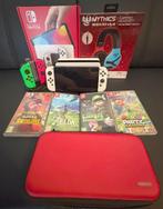 NINTENDO SWITCH OLED + 4jeux + accessoires, Switch OLED, Met games, Met 2 controllers, Ophalen of Verzenden