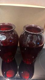 2 antieke rode vazen, Huis en Inrichting, Ophalen, Nieuw, Glas, Minder dan 50 cm