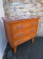Petite commode  pieds compas marbre amovible vintage 1960, Ophalen, Gebruikt, 3 of 4 laden, Retro vintage époque scandinave