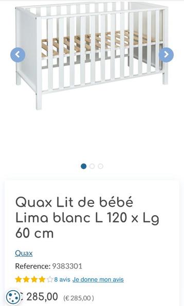 Quax Lit de bébé Lima blanc L 120 x Lg 60 cm beschikbaar voor biedingen