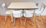 Boerentafel Met Wit-Grijs Formica Blad / + 4 Formica Stoelen, Ophalen